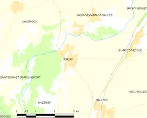 Poziția localității Jenzat