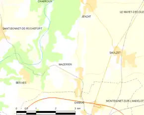 Poziția localității Mazerier