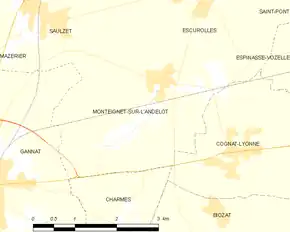 Poziția localității Monteignet-sur-l'Andelot