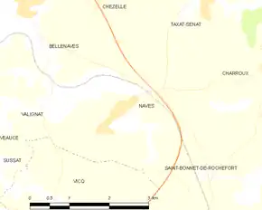 Poziția localității Naves