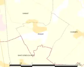 Poziția localității Poëzat