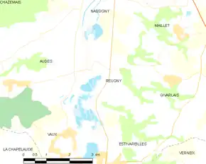 Poziția localității Reugny