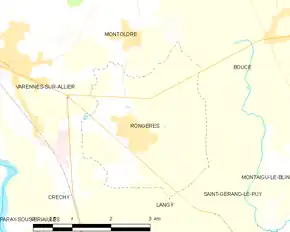 Poziția localității Rongères