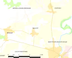 Poziția localității Saulcet