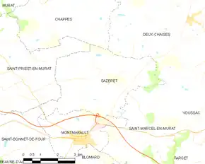 Poziția localității Sazeret