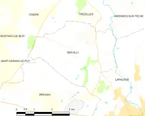 Poziția localității Servilly