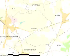 Poziția localității Seuillet