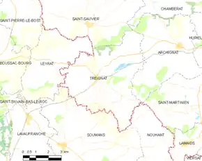 Poziția localității Treignat