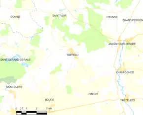 Poziția localității Treteau