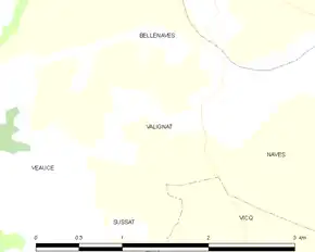 Poziția localității Valignat