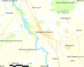 Poziția localității Varennes-sur-Allier