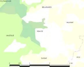 Poziția localității Veauce