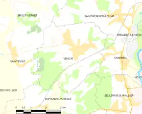 Poziția localității Vendat