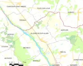 Poziția localității Villeneuve-sur-Allier