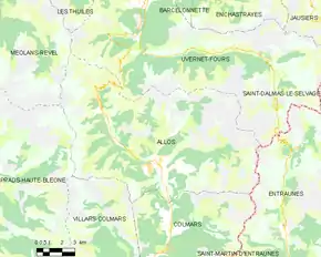 Poziția localității Allos