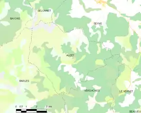 Poziția localității Auzet