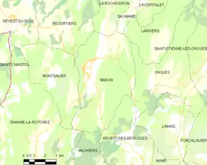 Poziția localității Banon