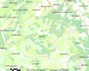 Poziția localității Bayons