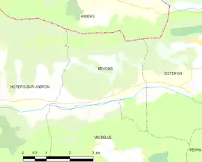 Poziția localității Bevons