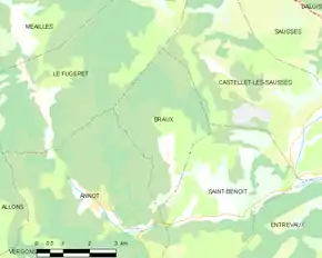 Poziția localității Braux