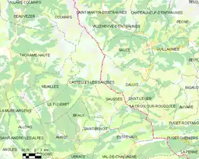 Poziția localității Castellet-lès-Sausses