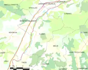 Poziția localității Claret