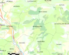 Poziția localității Entrepierres