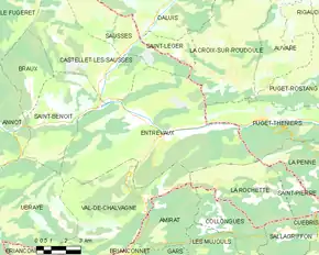 Poziția localității Entrevaux