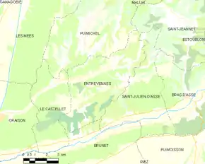 Poziția localității Entrevennes
