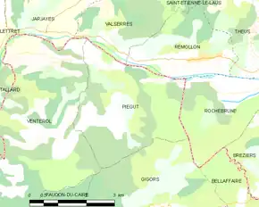 Poziția localității Piégut