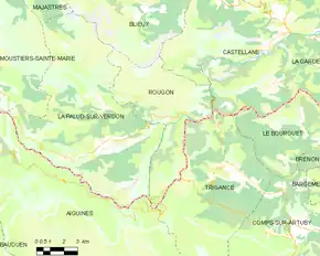 Poziția localității Rougon