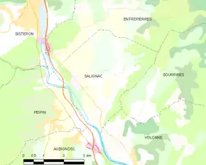 Poziția localității Salignac