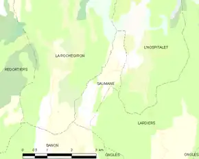 Poziția localității Saumane