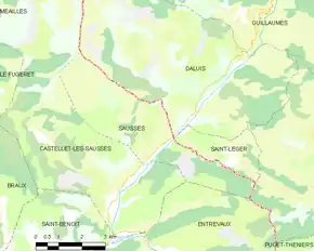 Poziția localității Sausses