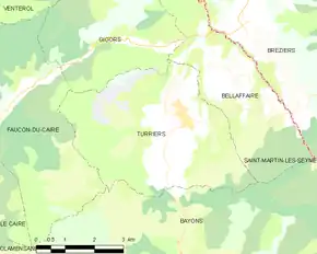 Poziția localității Turriers