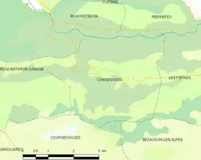 Poziția localității Conségudes