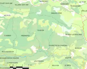 Poziția localității Toudon