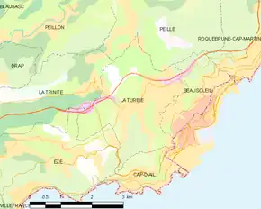 Poziția localității La Turbie