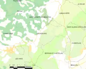 Poziția localității Les Assions