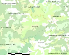 Poziția localității Beauvène