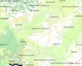 Poziția localității Berrias-et-Casteljau