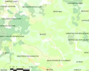 Poziția localității Burzet