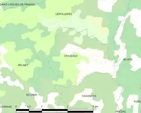 Poziția localității Chazeaux