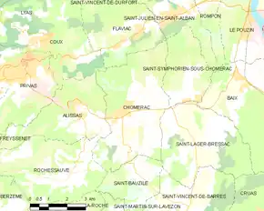 Poziția localității Chomérac