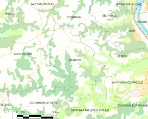 Poziția localității Étables