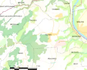 Poziția localității Félines