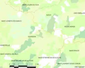 Poziția localității Gourdon