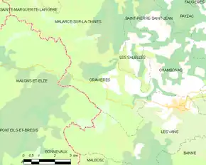 Poziția localității Gravières