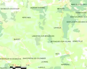 Poziția localității Labastide-sur-Bésorgues