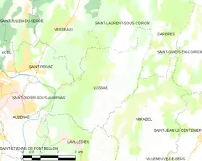 Poziția localității Lussas